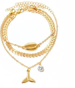 14k Gold Ankle Bracelets,Anklets for Women,Womens Waterproof Anklet Bracelet,Cuban Link Anklets Set,Woman Dainty Filled Beach Anklets Bracelets Jewelry for Women,Non Tarnish,Gold Plated