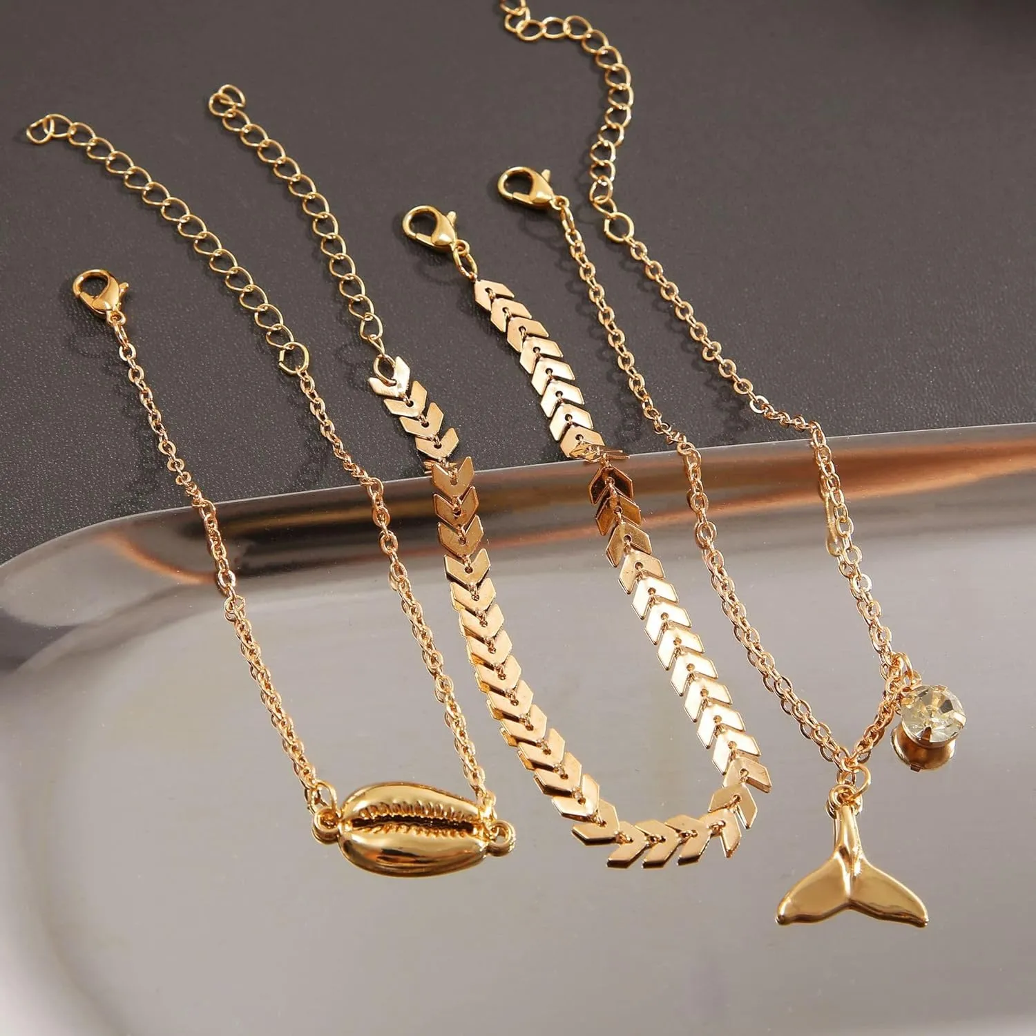 14k Gold Ankle Bracelets,Anklets for Women,Womens Waterproof Anklet Bracelet,Cuban Link Anklets Set,Woman Dainty Filled Beach Anklets Bracelets Jewelry for Women,Non Tarnish,Gold Plated