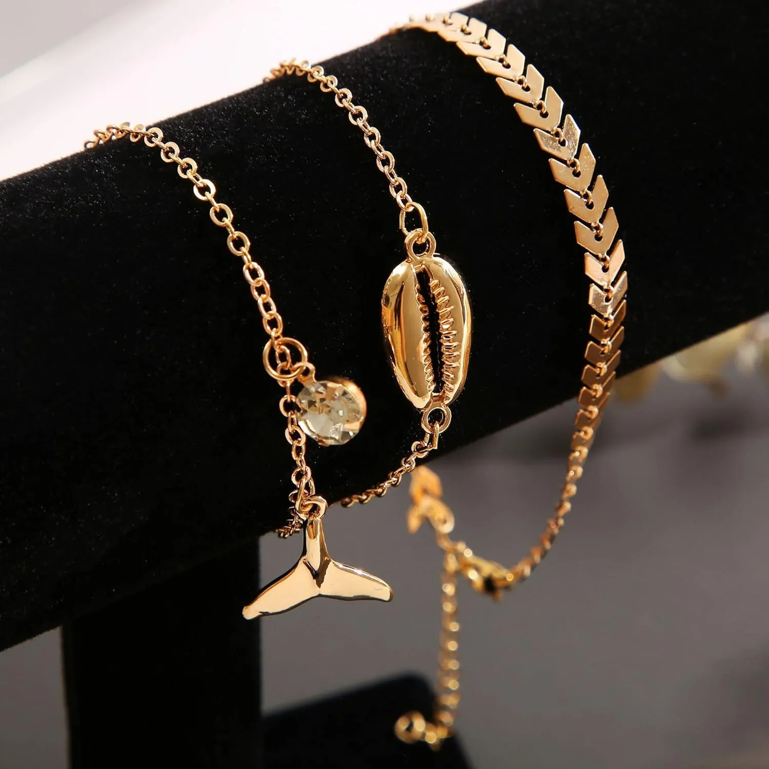 14k Gold Ankle Bracelets,Anklets for Women,Womens Waterproof Anklet Bracelet,Cuban Link Anklets Set,Woman Dainty Filled Beach Anklets Bracelets Jewelry for Women,Non Tarnish,Gold Plated