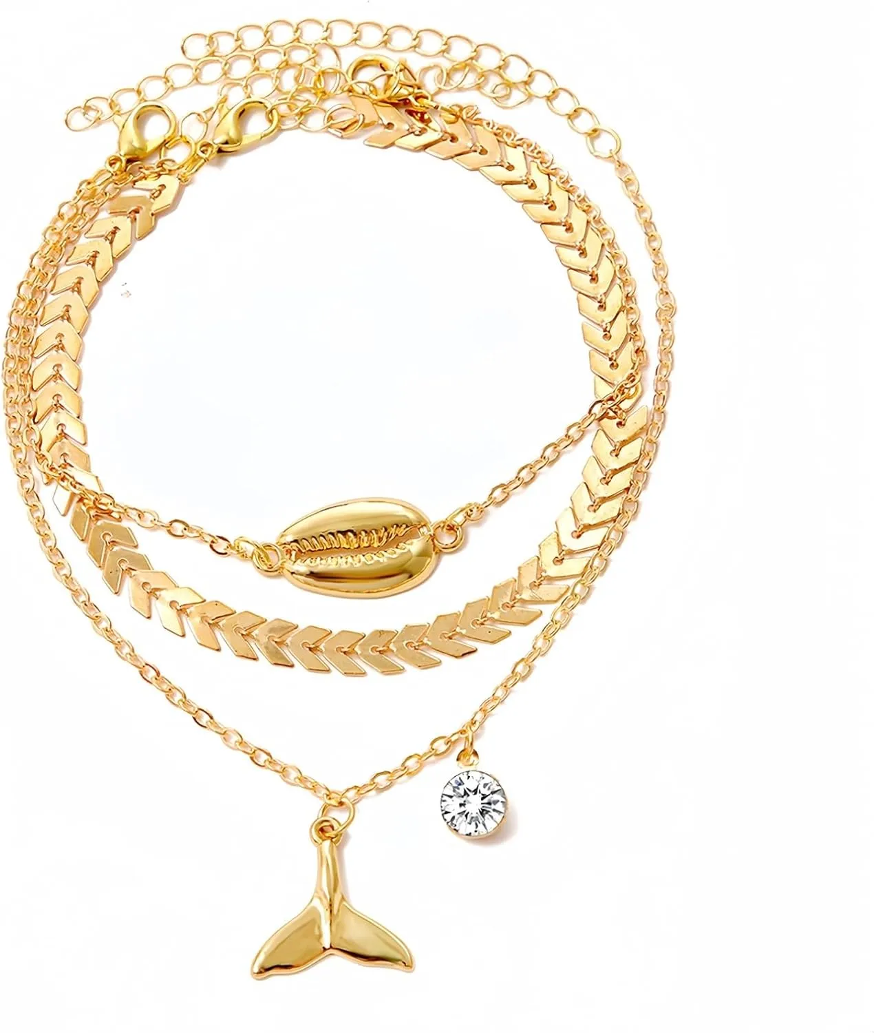 14k Gold Ankle Bracelets,Anklets for Women,Womens Waterproof Anklet Bracelet,Cuban Link Anklets Set,Woman Dainty Filled Beach Anklets Bracelets Jewelry for Women,Non Tarnish,Gold Plated