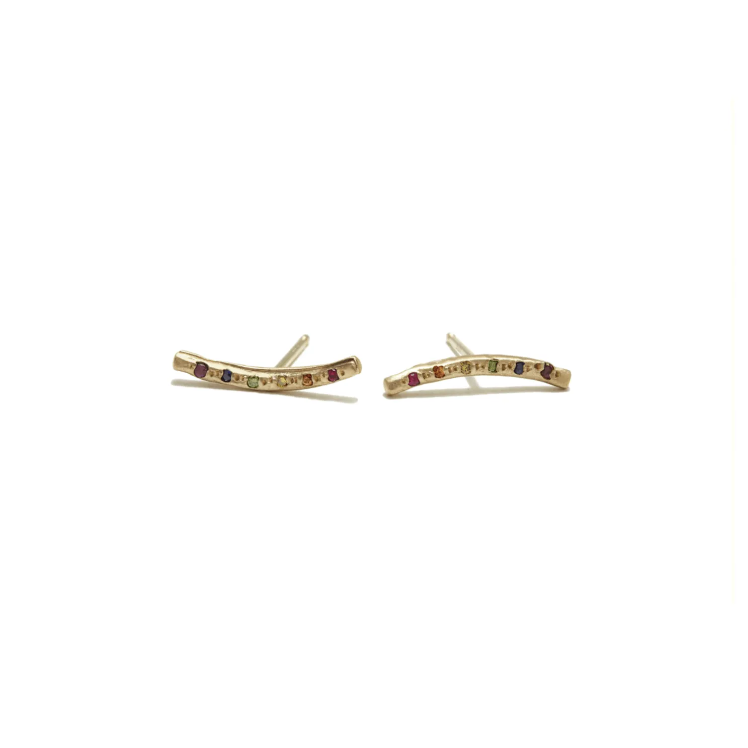 18K Long Brushed Bar Studs