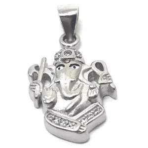 925 Silver Ganesha sitting Crisscross Pendant (Design 104)