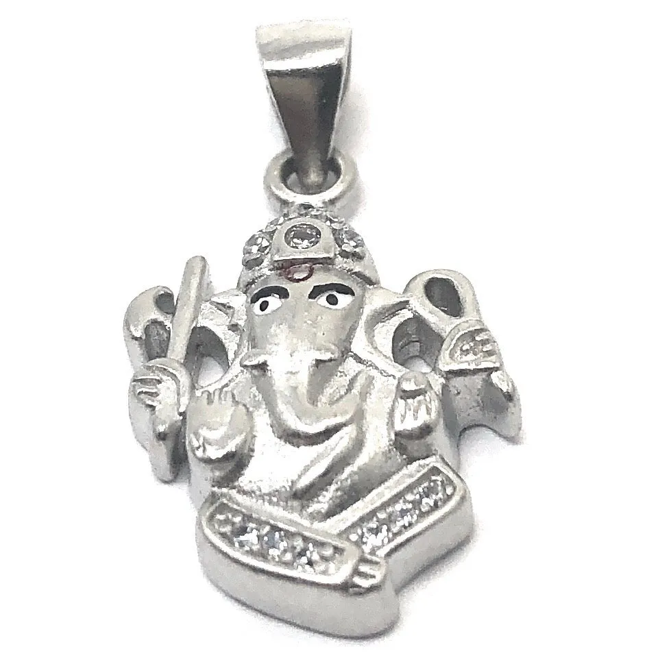 925 Silver Ganesha sitting Crisscross Pendant (Design 104)