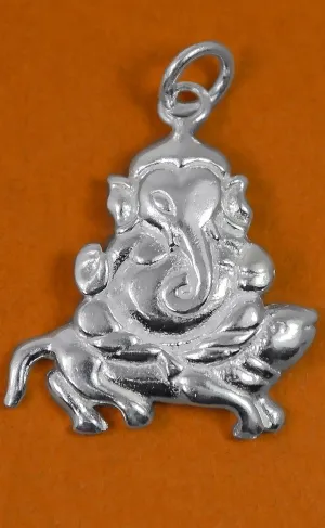 925 Silver Ganesha with Mouse Pendant (Design 11)