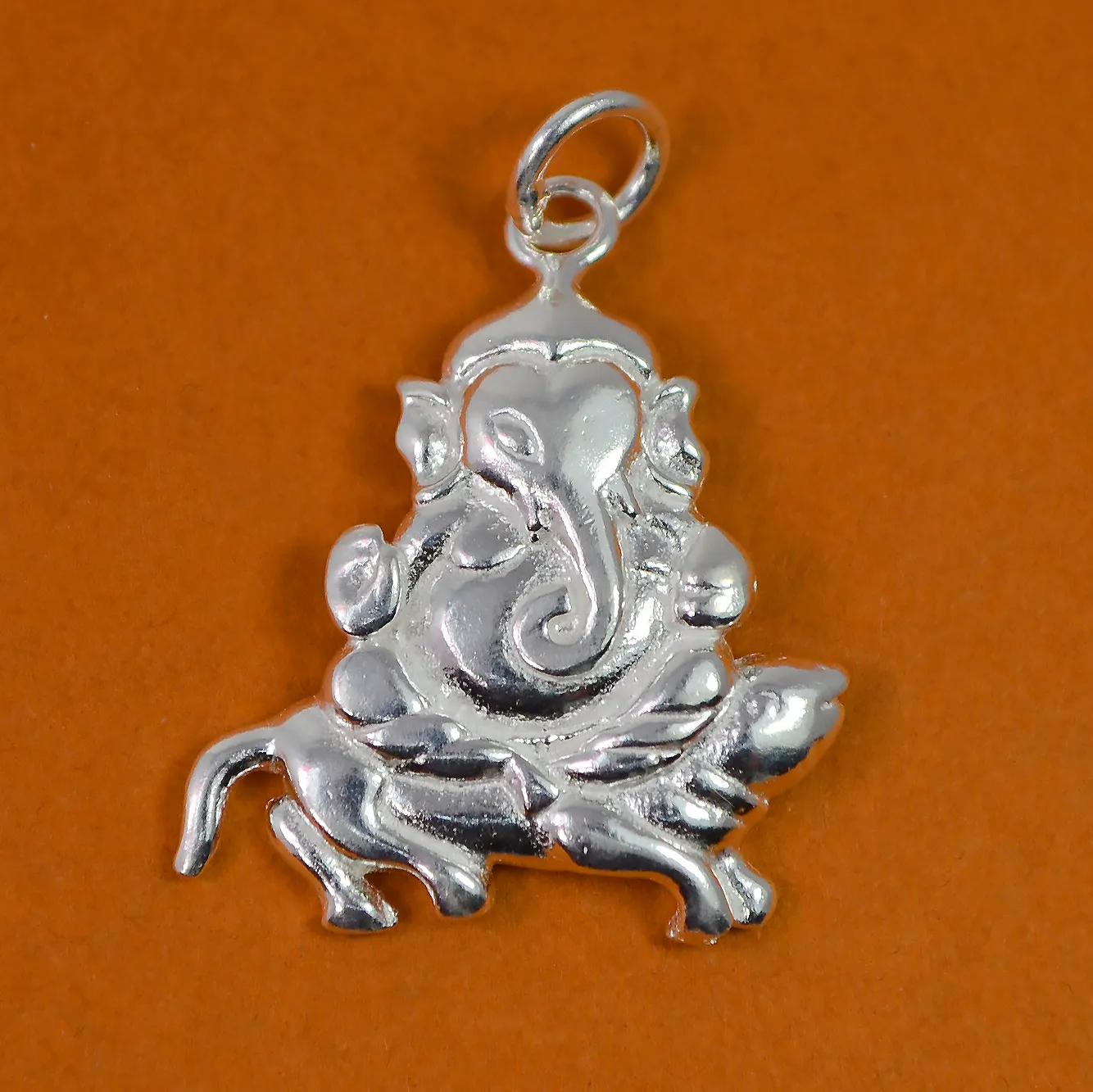 925 Silver Ganesha with Mouse Pendant (Design 11)