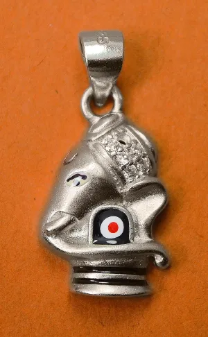 925 Silver Ganesha with Shivling Matte Pendant (Design 46)