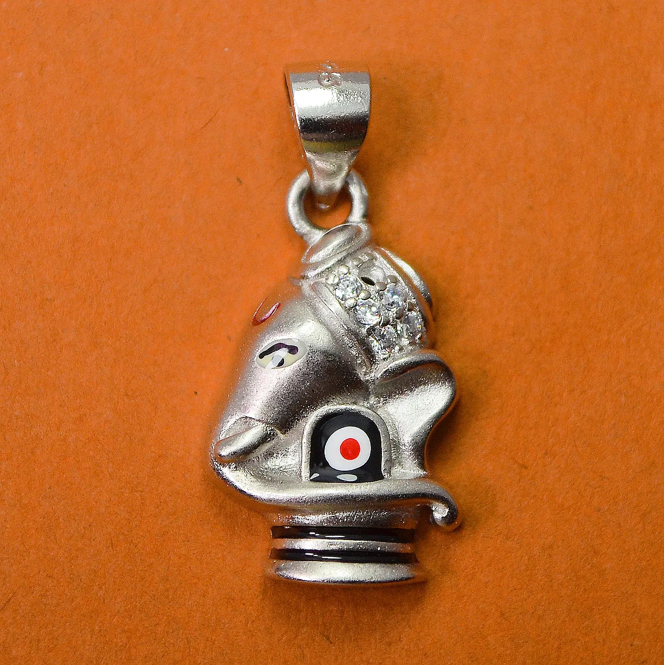 925 Silver Ganesha with Shivling Matte Pendant (Design 46)