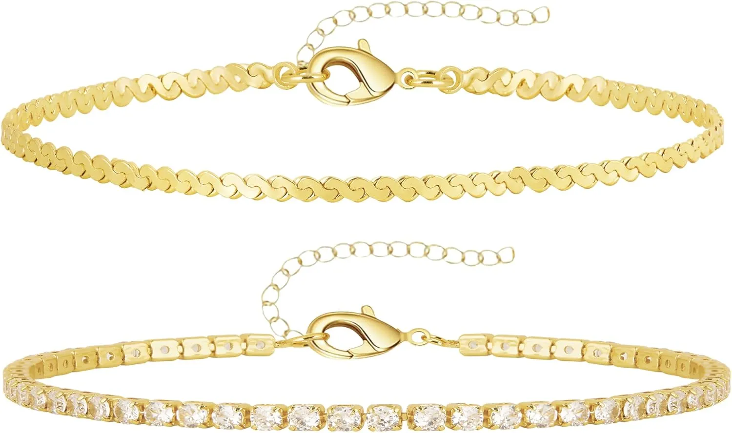 Anklet for Women, 14K Gold Plated Waterproof Ankle Bracelets Stackable Layer Anklets Dainty Jewelry Gift for Women