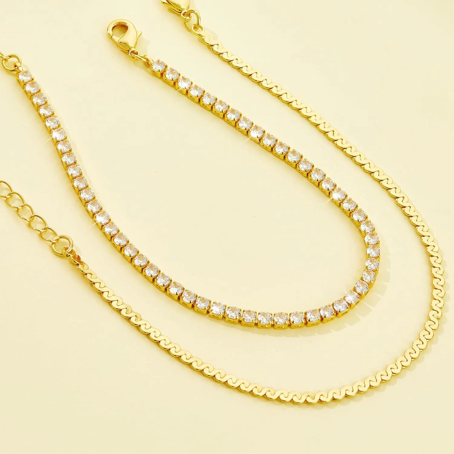 Anklet for Women, 14K Gold Plated Waterproof Ankle Bracelets Stackable Layer Anklets Dainty Jewelry Gift for Women