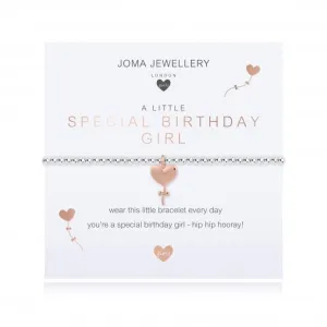 Childrens A Little Special Birthday Girl Silver And Rose Gold 15.5cm Stretch Bracelet C502