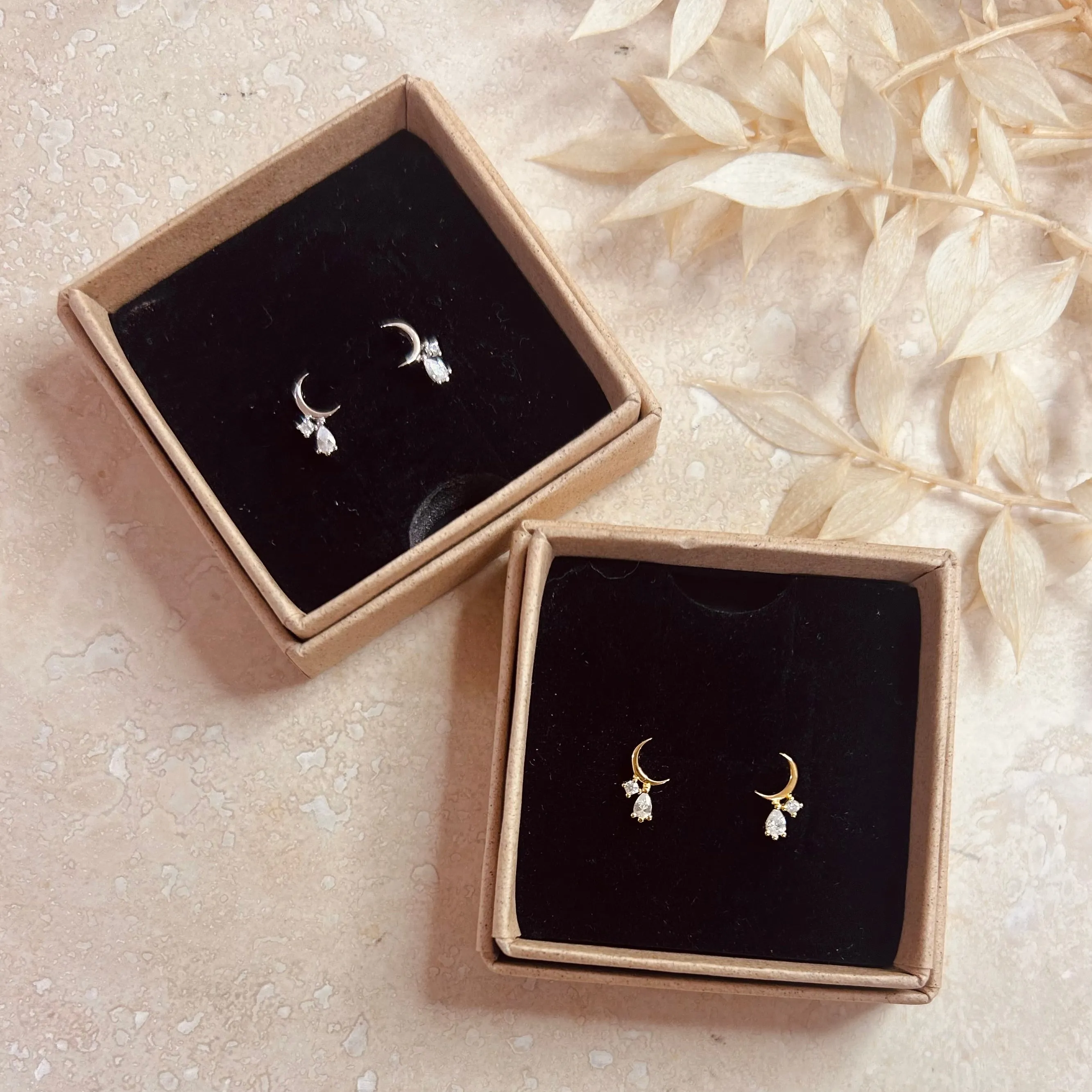 Crescent Moon Droplet Studs