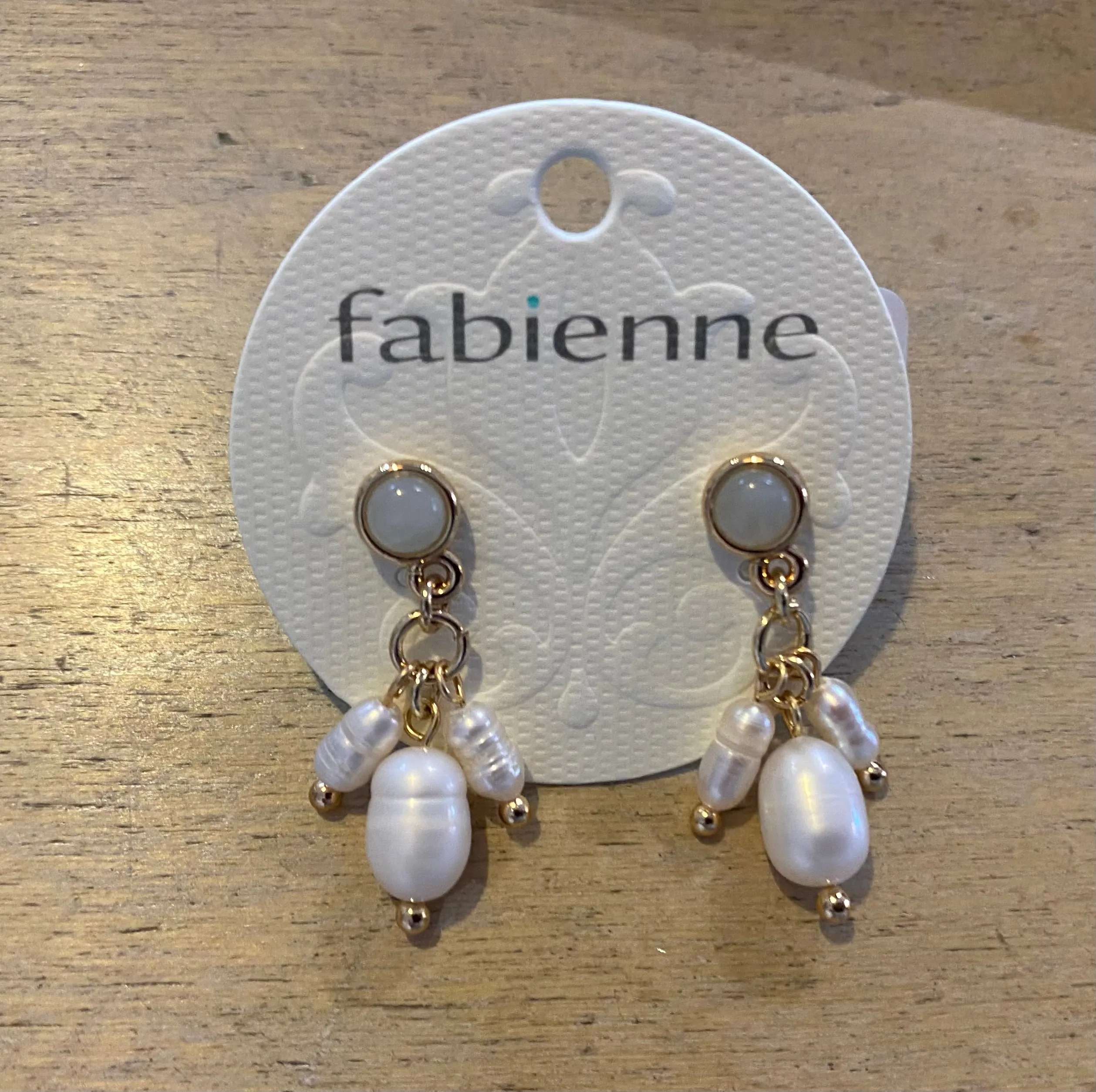 Fabienne Semi Precious Stone Tri Pearl Drop Earrings 2416