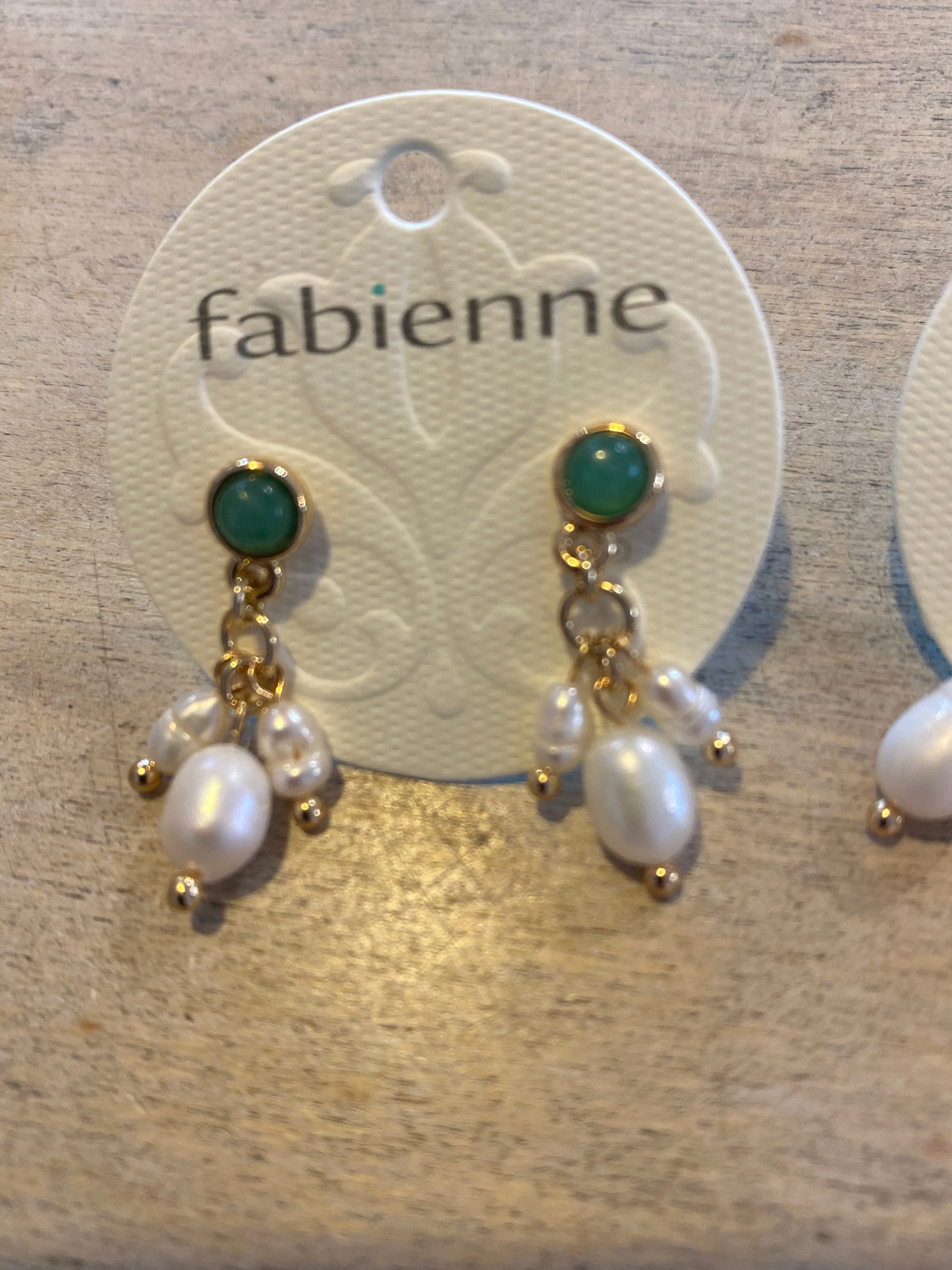 Fabienne Semi Precious Stone Tri Pearl Drop Earrings 2416