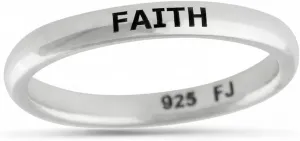 Faith Ring Size 10-925 Sterling Silver - Religious Stackable Band Believe Affirmation - Sterling Silver Rings - Women's Jewelry Gifts