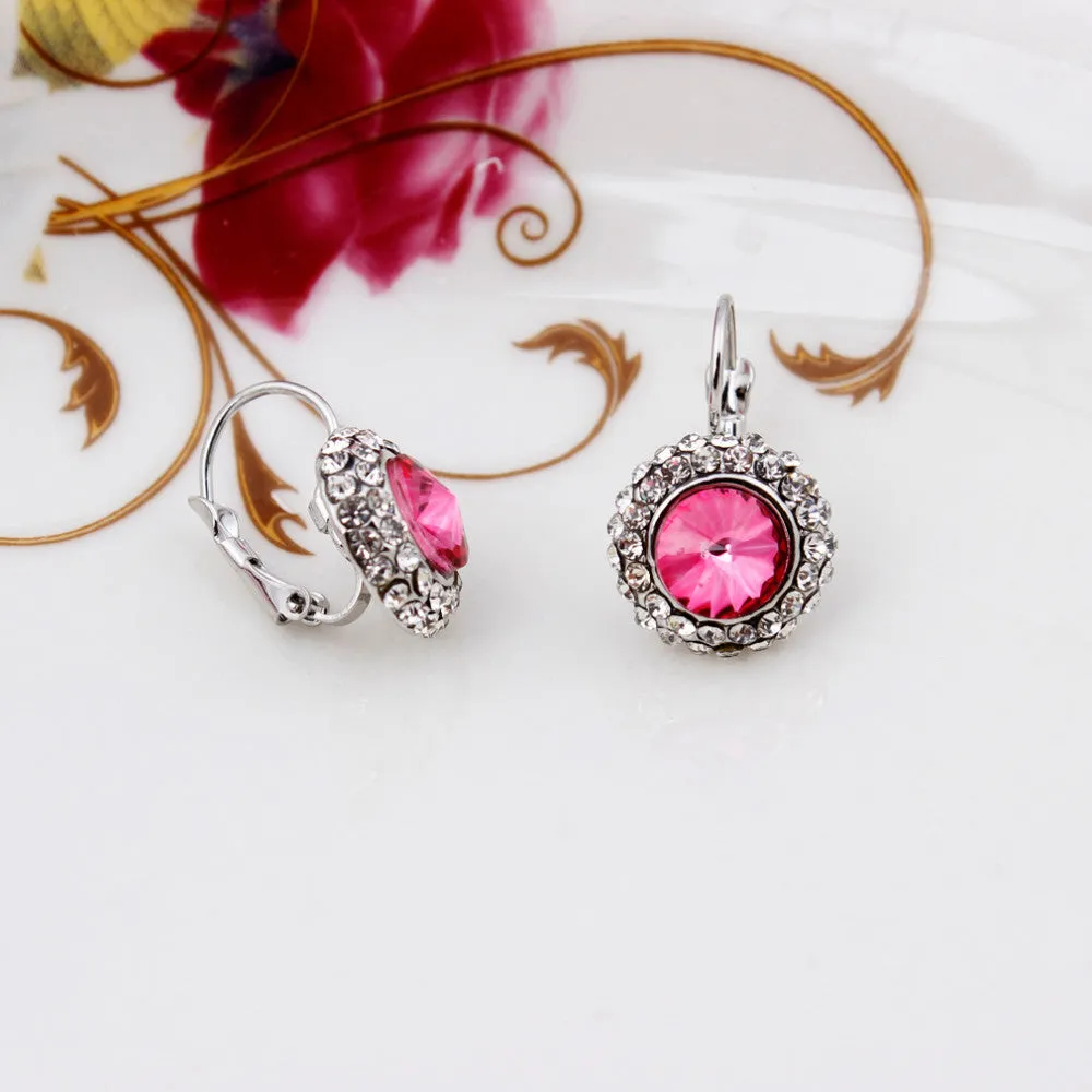 Fashion 18k Silver Plated Austrian Crystal Water Drop Leaves Earrings Necklace Jewelry sets Classic Wedding Dress For Women