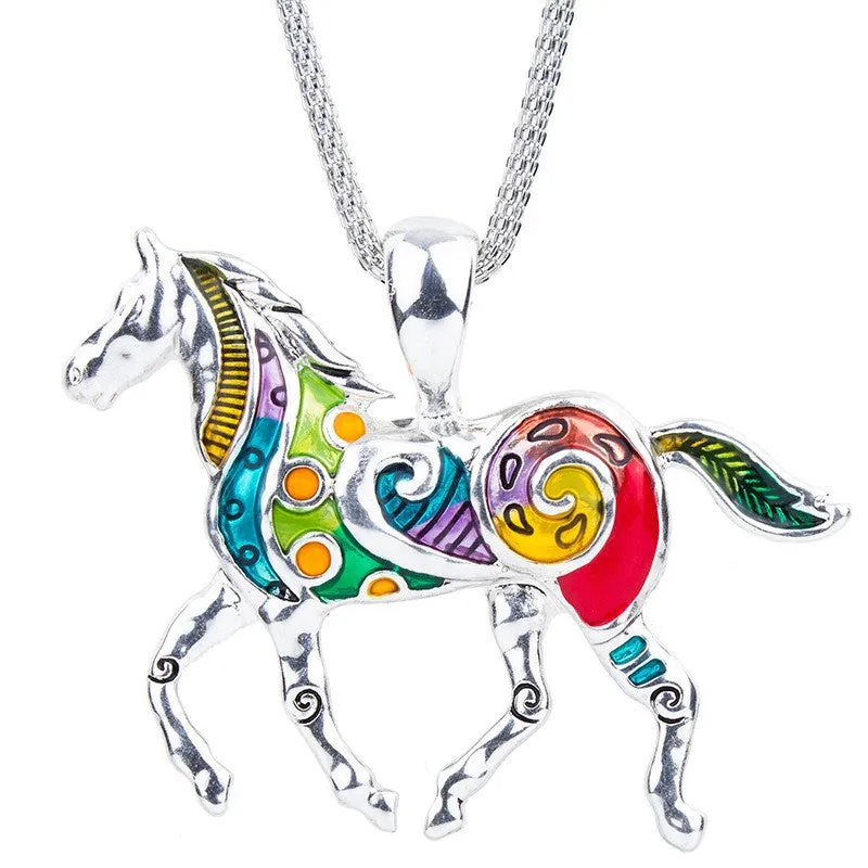Fashion Jewelry Sets High Quality Gold Plated Multicolor Horse Design Woman's Necklace Set Wedding Jewelry Party Gifts