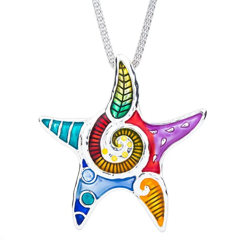 Fashion Jewelry Sets High Quality Gold Plated Multicolor Starfish Design Woman's Necklace Set Wedding Jewelry