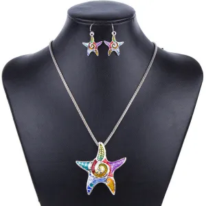 Fashion Jewelry Sets High Quality Gold Plated Multicolor Starfish Design Woman's Necklace Set Wedding Jewelry