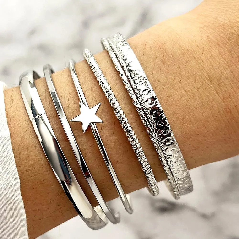 GIGB PBDK Vintage 6Pcs Gold Bracelet Set Layered Stackable Star Open Bangle Bracelet Adjustable Non Tarnish Cuff Bangle Jewelry Presents for Women Wife