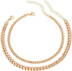 Gold Ankle Bracelets for Women,Adjustable Womens Anklet Set, Minimalist Cuban Link Anklets,Dainty Layered Anklet,Stackable Figaro Beaded Cuban Link Anklets Beach Jewelry for Women