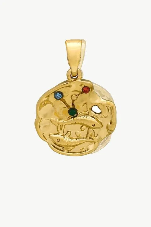Gold Sculptural Zodiac Sign Pendant Necklace Set