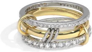 Gold Silver Rings for Women Non Tarnish, 18K Gold Plated Statement Stackable Rings Set, Sterling Silver Cubic Zirconia Multi Ring Interlocking Band Promise Rings for Women