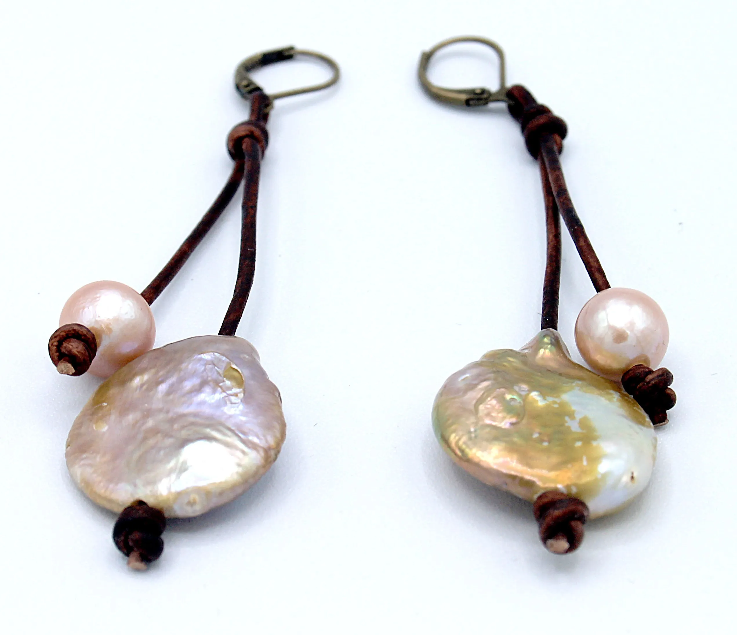 HC Two Drop White Freshwater Pearl Earrings
