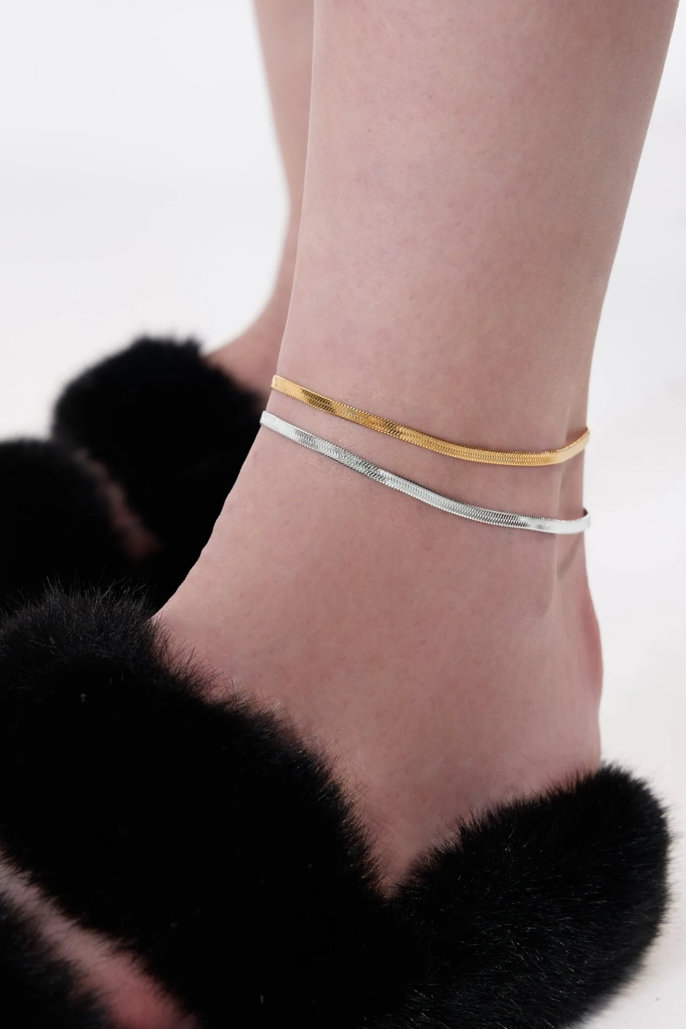 Herringbone Anklet in Gold