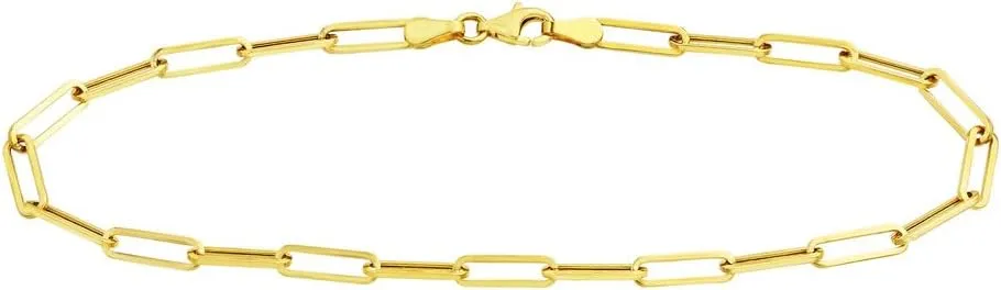 JEWELHEART 14K Ankle Bracelet - 14K Real Paperclip Link Anklets For Women - Minimalist Foot Chain Anklet