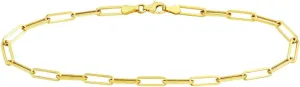 JEWELHEART 14K Ankle Bracelet - 14K Real Paperclip Link Anklets For Women - Minimalist Foot Chain Anklet
