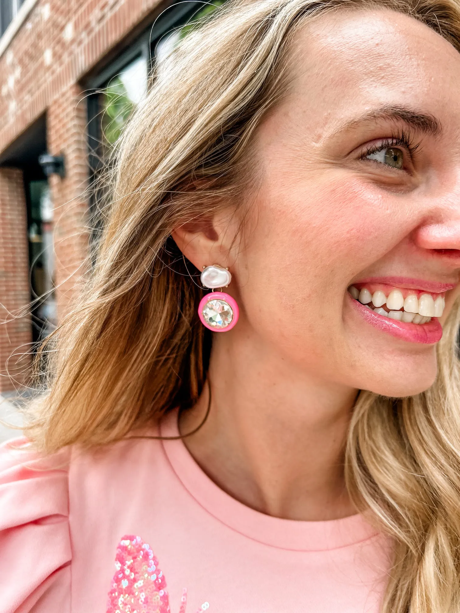 Kia Gold Pearl & Fuchsia Diamond Drop Earring