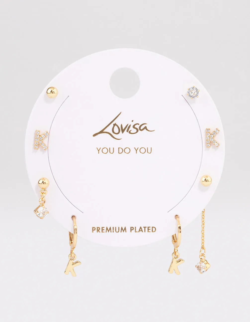 Letter 'K' Gold Plated Initial Ear Stackers