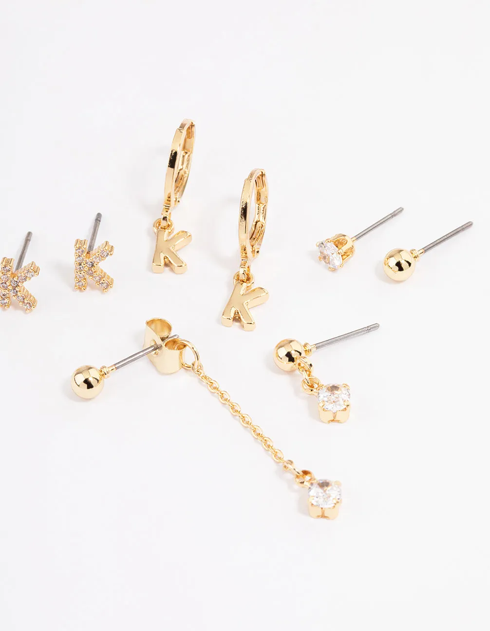 Letter 'K' Gold Plated Initial Ear Stackers
