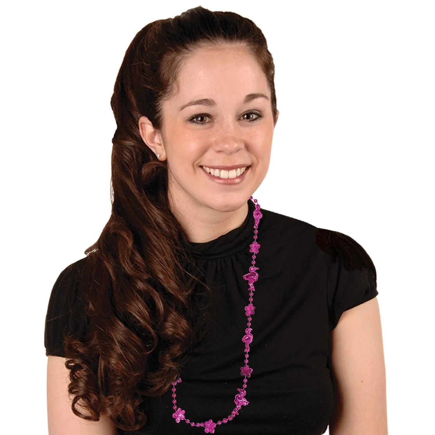 Luau Party Flamingo & Hibiscus Bead Necklaces (6 per Package)