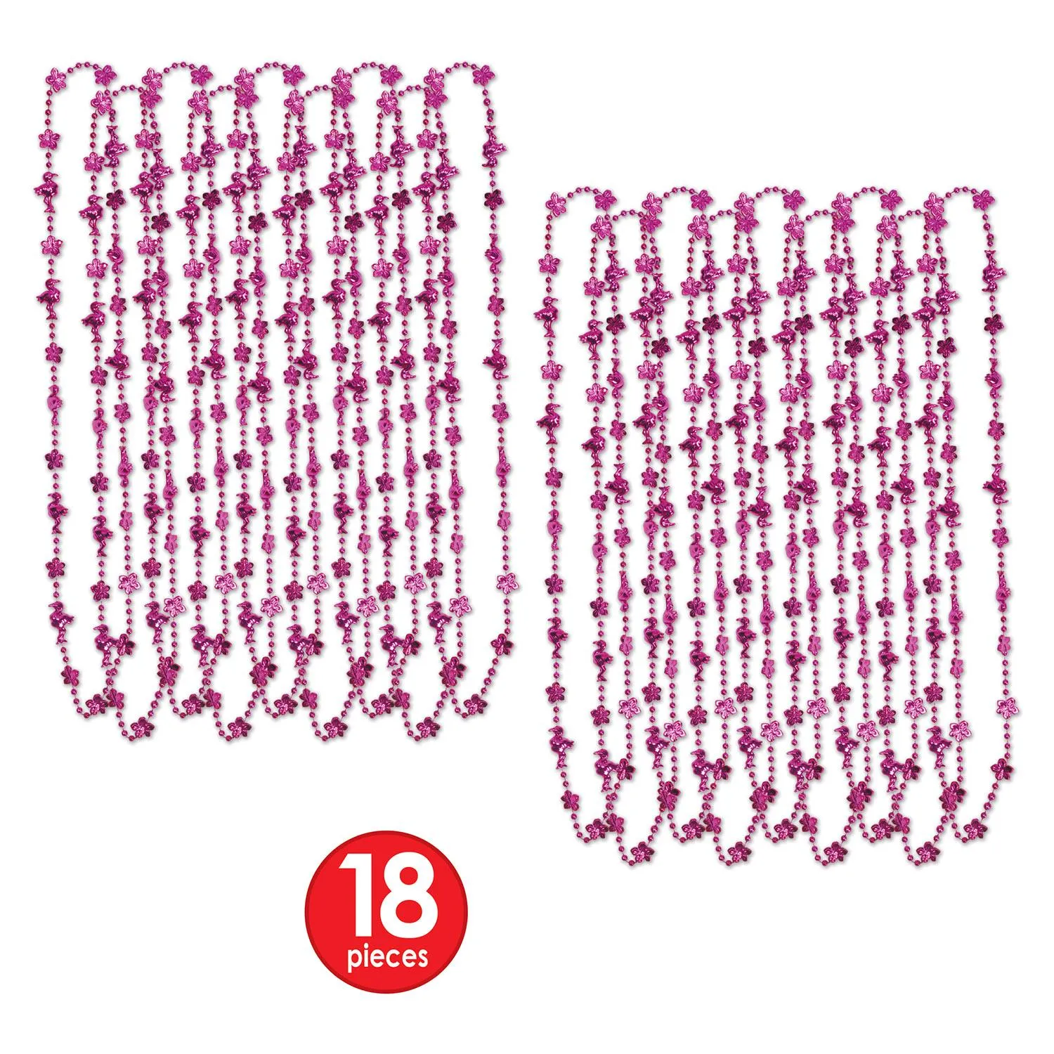 Luau Party Flamingo & Hibiscus Bead Necklaces (6 per Package)