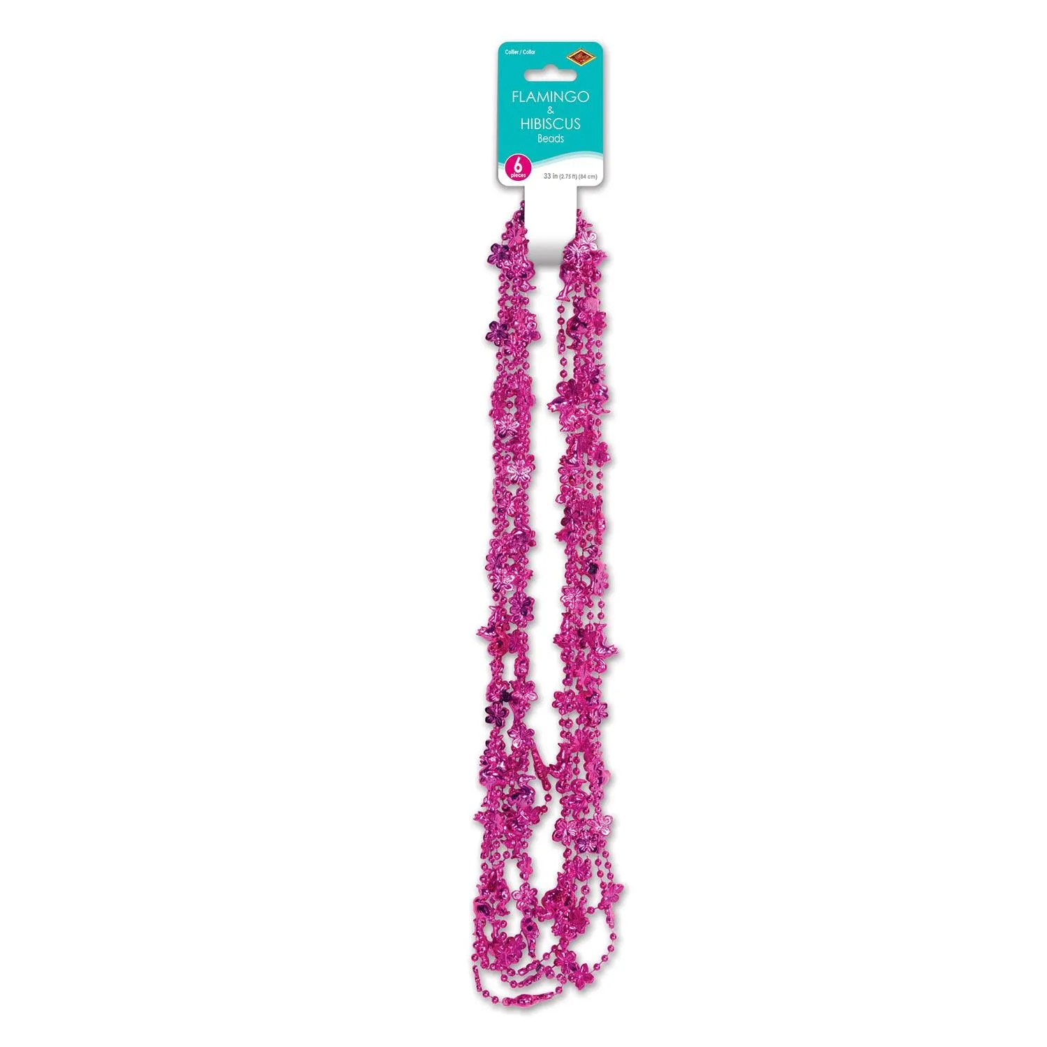 Luau Party Flamingo & Hibiscus Bead Necklaces (6 per Package)