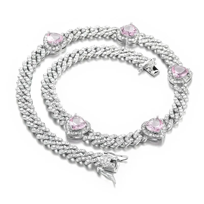 Men Hip Hop Crystal Cupid Love Heart Pendant