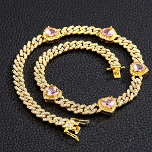 Men Hip Hop Crystal Cupid Love Heart Pendant