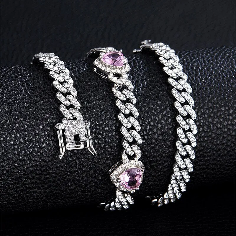 Men Hip Hop Crystal Cupid Love Heart Pendant