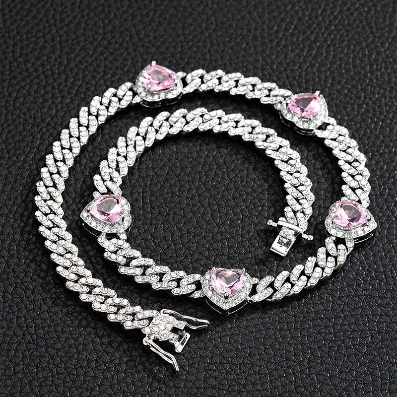Men Hip Hop Crystal Cupid Love Heart Pendant