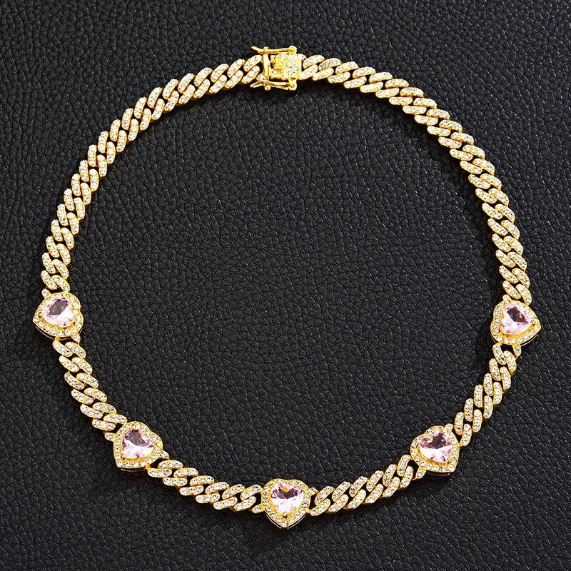 Men Hip Hop Crystal Cupid Love Heart Pendant