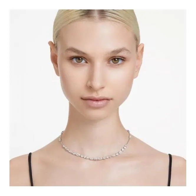 Mesmera Mixed Cuts Scattered Design White Rhodium Plated Necklace 5676989