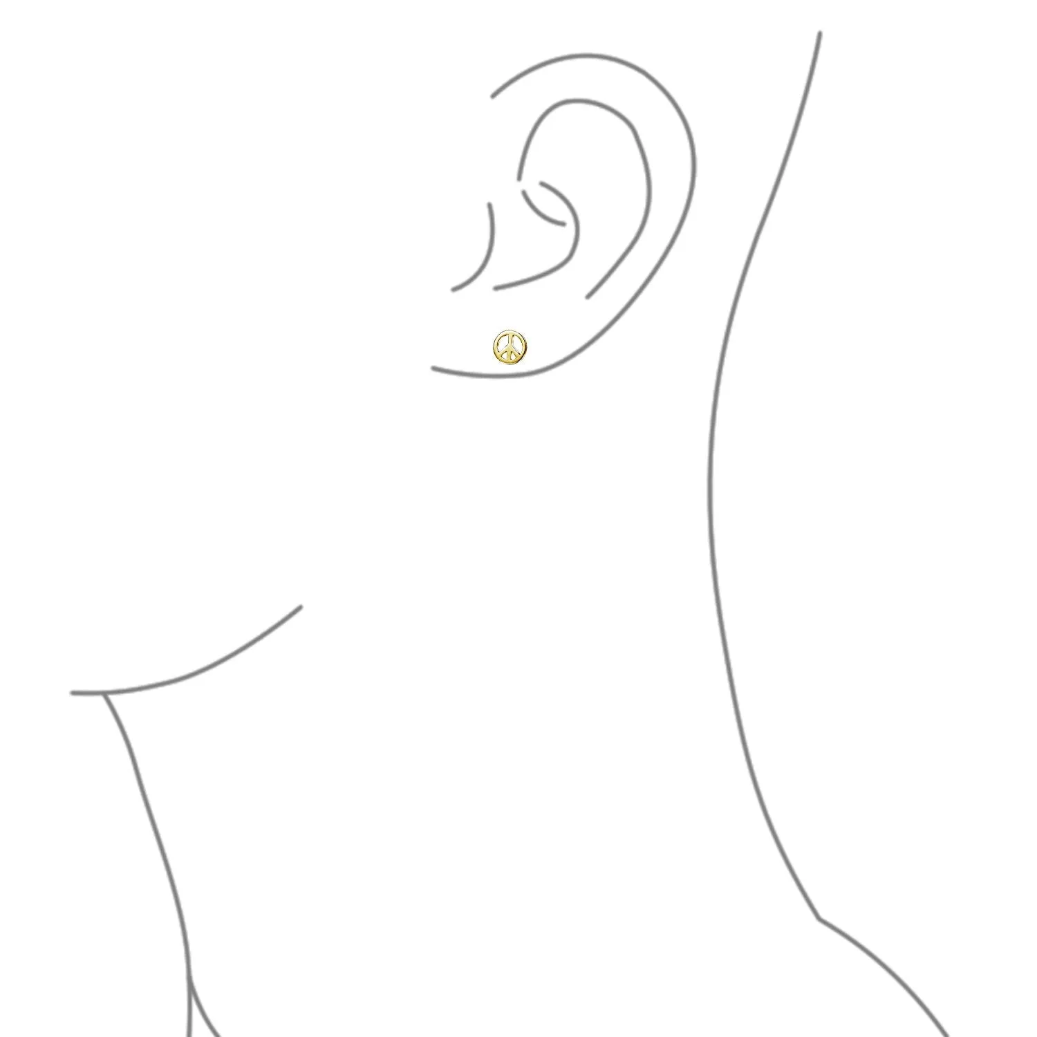 Minimalist World Peace Sign Pendant Necklace in Gold Plated Sterling Silver