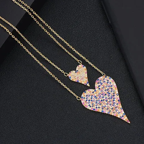 New Valentine's Day Gift 2pcs Necklace Heart Stackable Dainty Initial Chokers Necklaces for women