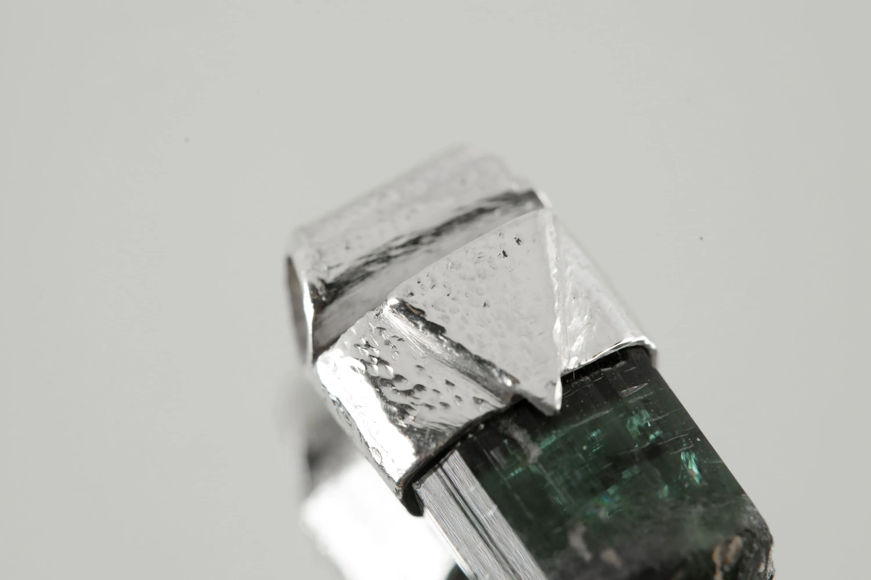 Organic Textured Sterling Silver Crystal Necklace with Rare Terminated Blue Tourmaline, Stack Collection Charm, Throat Chakra, Libra Zodiac