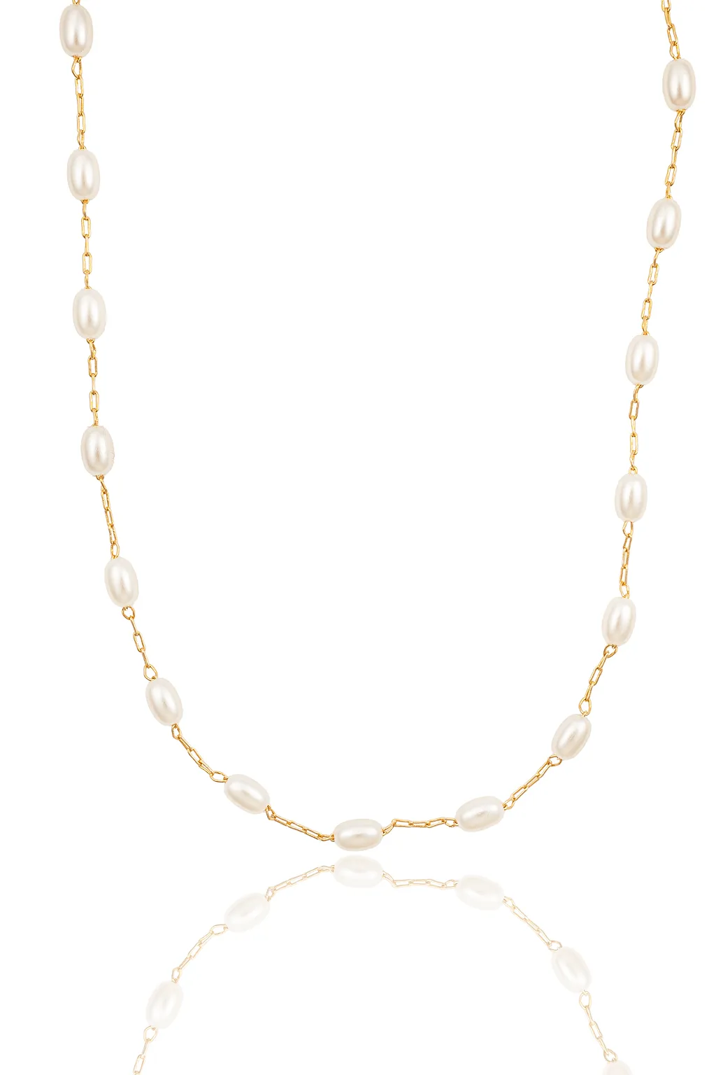 Paperclip Chain Linked Oval Pearl Bracelet (G89/I97/E221)