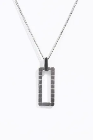 Rectangle Cut Out Pendant - Silver