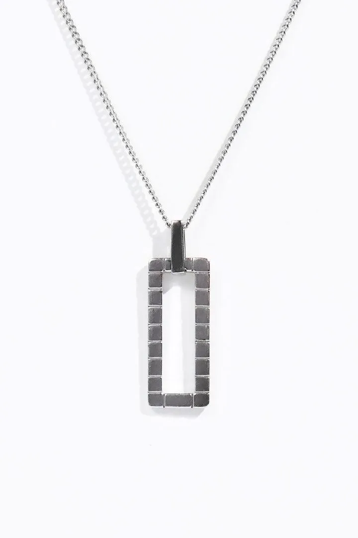 Rectangle Cut Out Pendant - Silver