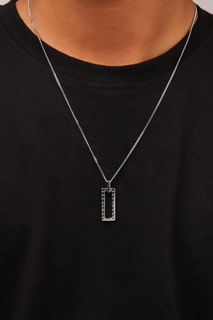 Rectangle Cut Out Pendant - Silver