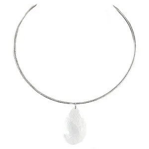 RHODIUM CRYSTAL OVAL SHAPE CLEAR BEAD PENDANT SILVER CHOKER NECKLACE  #SC31900_RHOD-CRY (GG5/FH RECK)